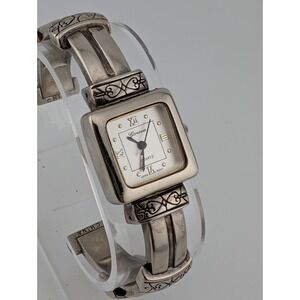 Geneva Platinum Watch Women's 22mm‎ Silver Open Cuff Bangle Band- New Battery